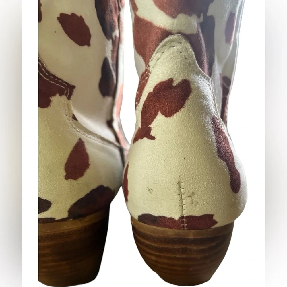 Revolve Brown and White Suede Cowgirl Boots Size 8 - Picture 7 of 14